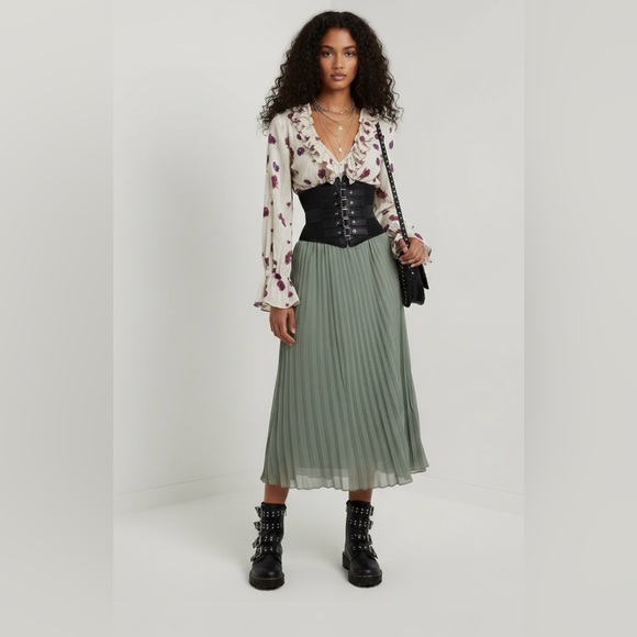 Free People Poppy Floral Ruffle Bodysuit Cottagecore Ethereal Lace Prairie Top - Picture 14 of 14